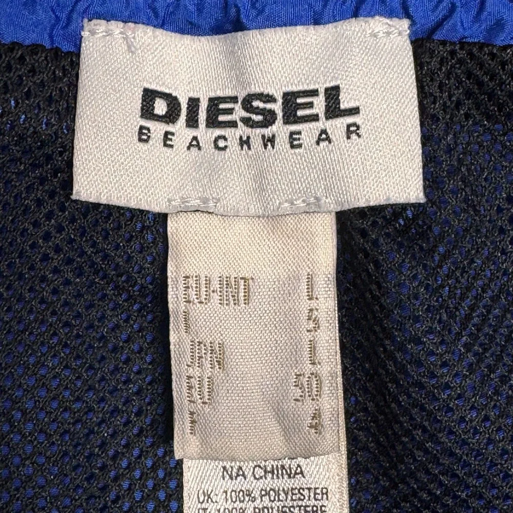 Diesel Beachwear Mens Blue Black Abstract Bubble Print Swim Trunks Size L